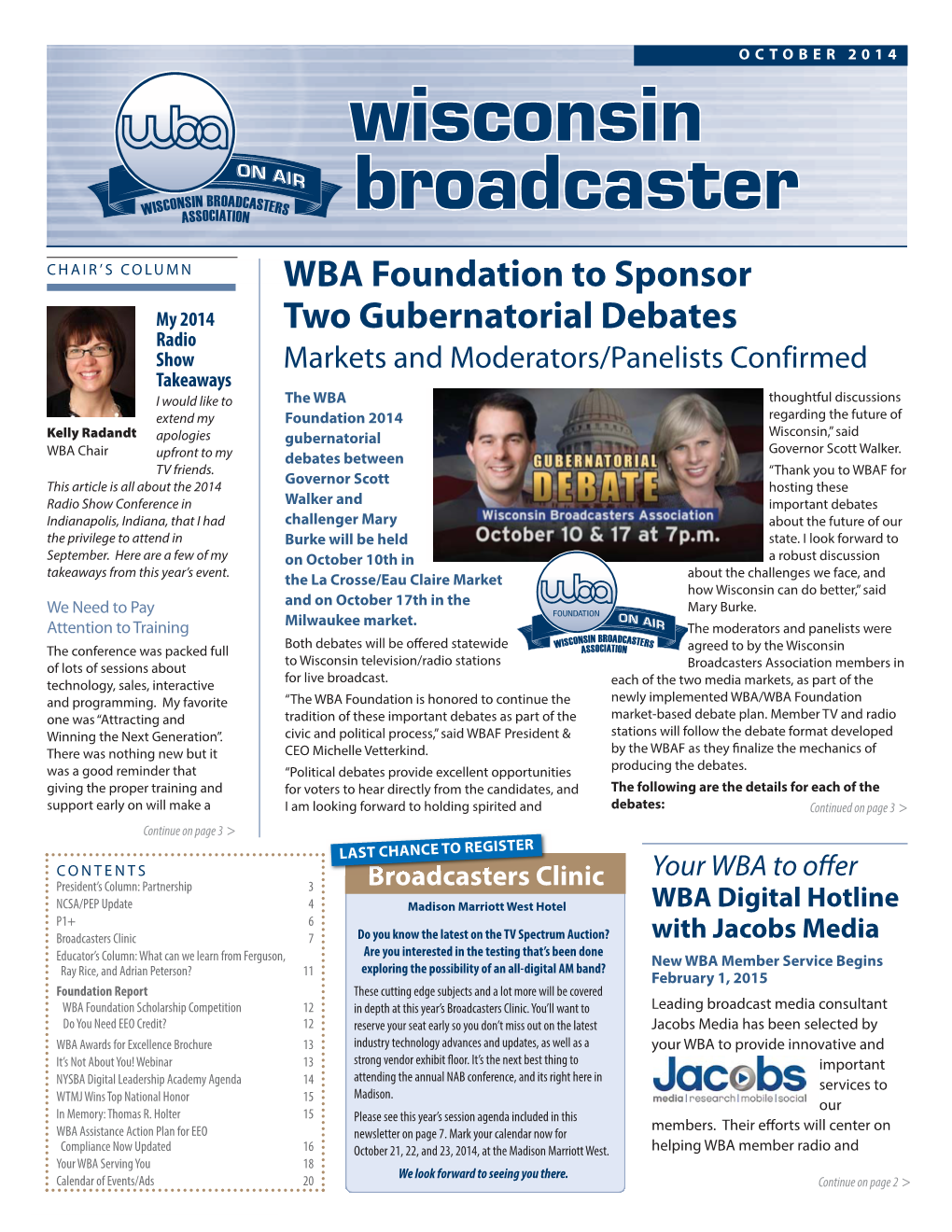 Wisconsin Broadcaster WBA October 2014