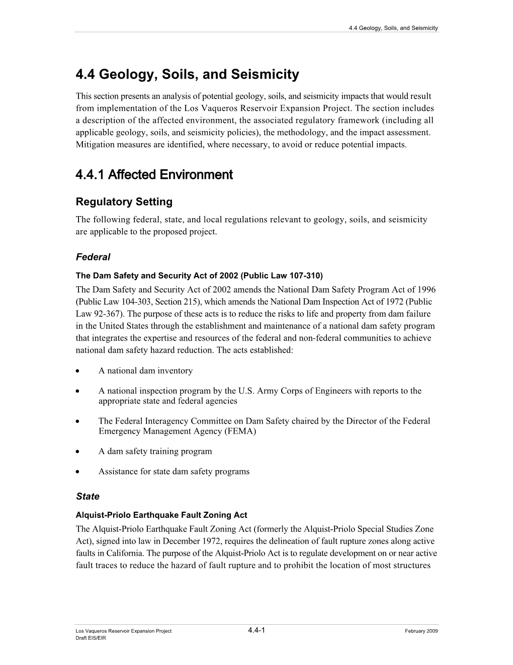 4.4 Geology, Soils, and Seismicity