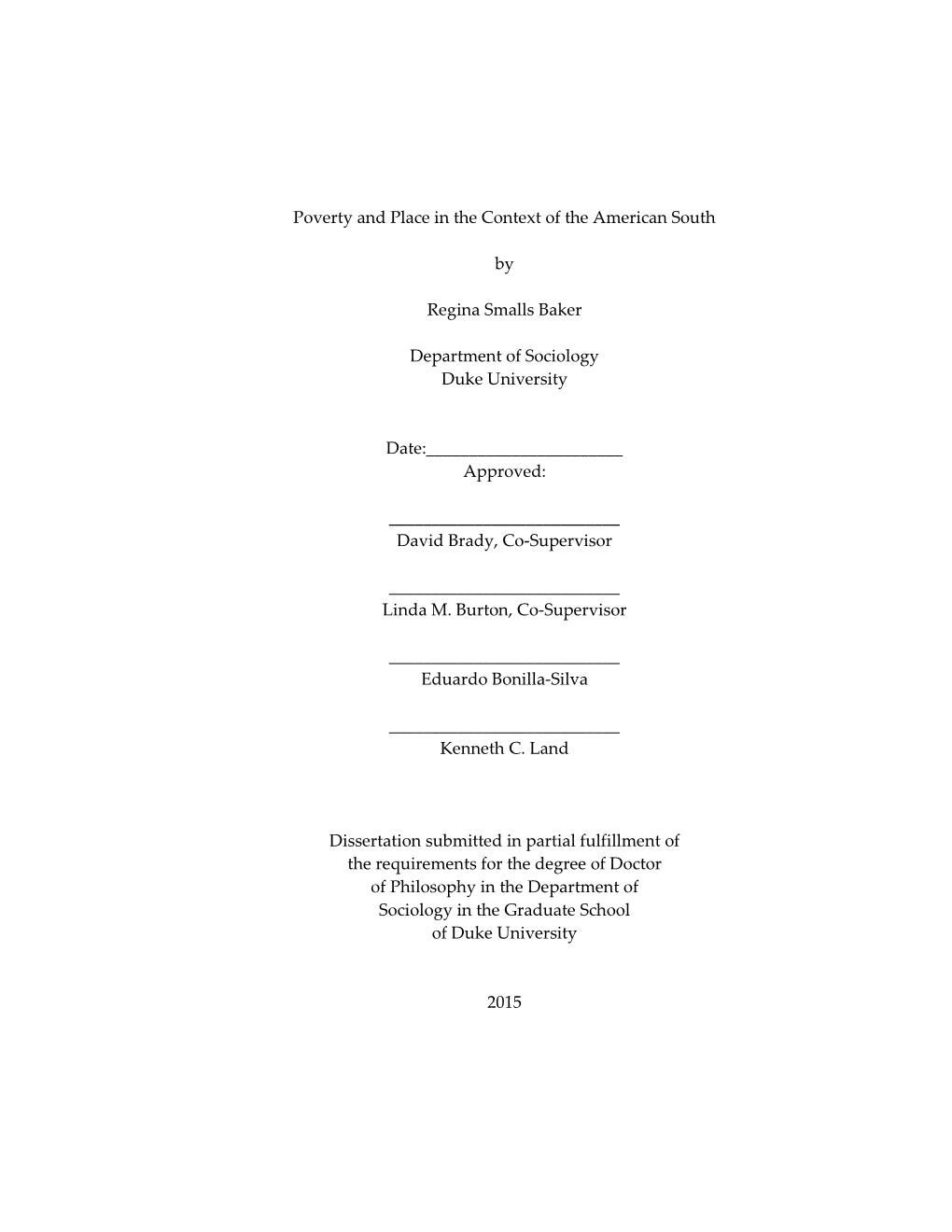 Poverty and Place in the Context of the American South by Regina