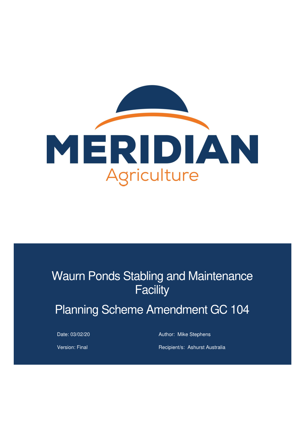 Waurn Ponds Stabling and Maintenance Facility Planning Scheme Amendment GC 104