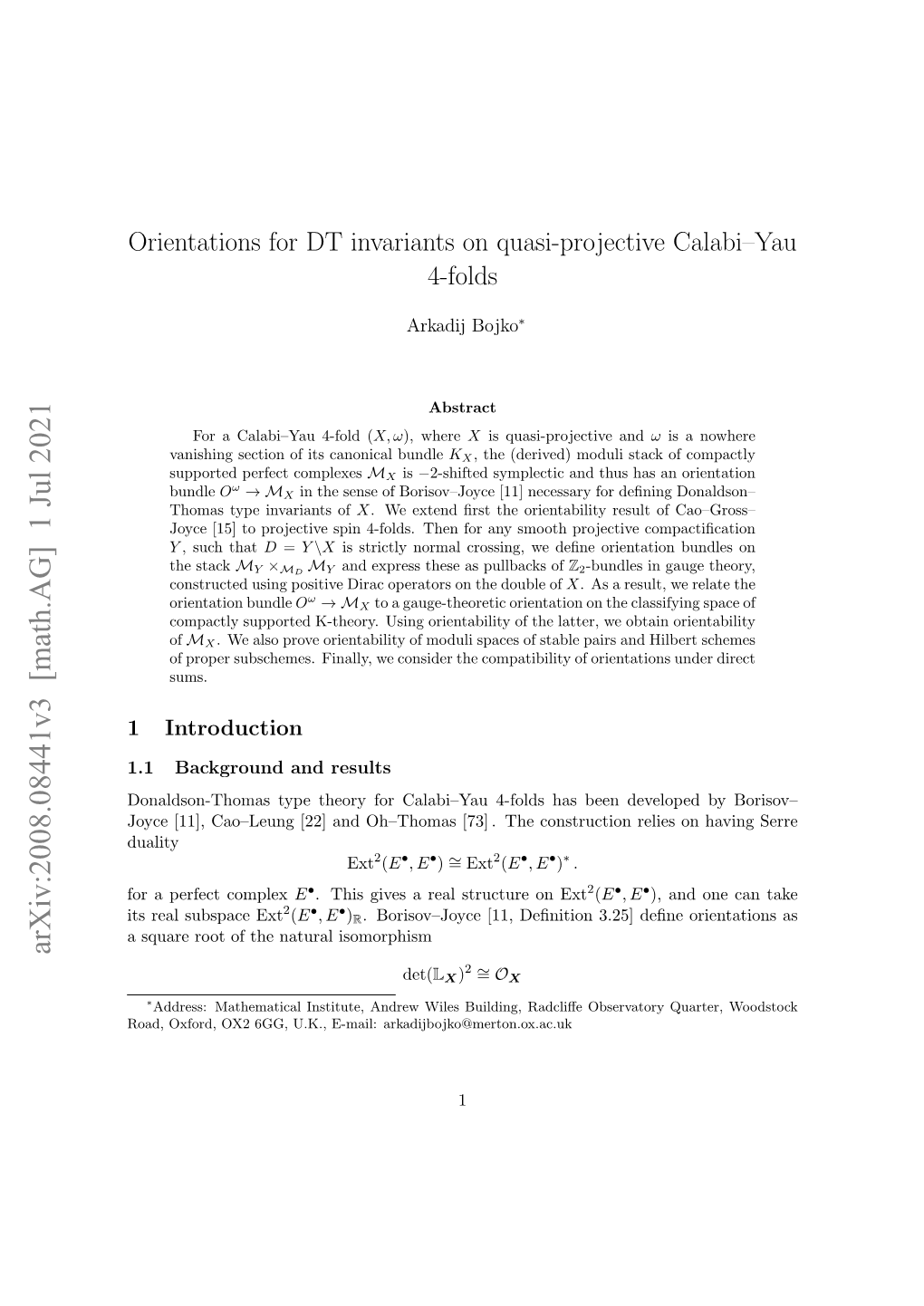 Orientations for DT Invariants on Quasi-Projective Calabi-Yau 4-Folds