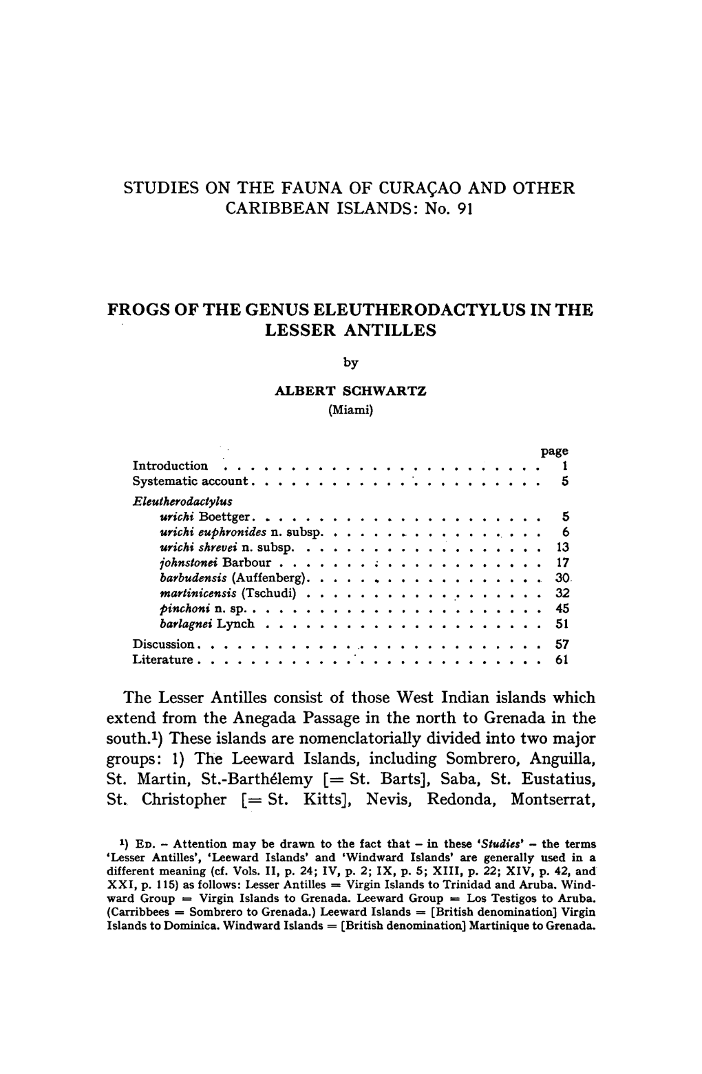 STUDIES on the FAUNA of CURAÇAO and OTHER CARIBBEAN ISLANDS: No