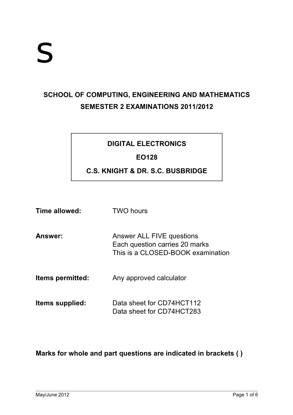 School of Computing, Engineering and Mathematics