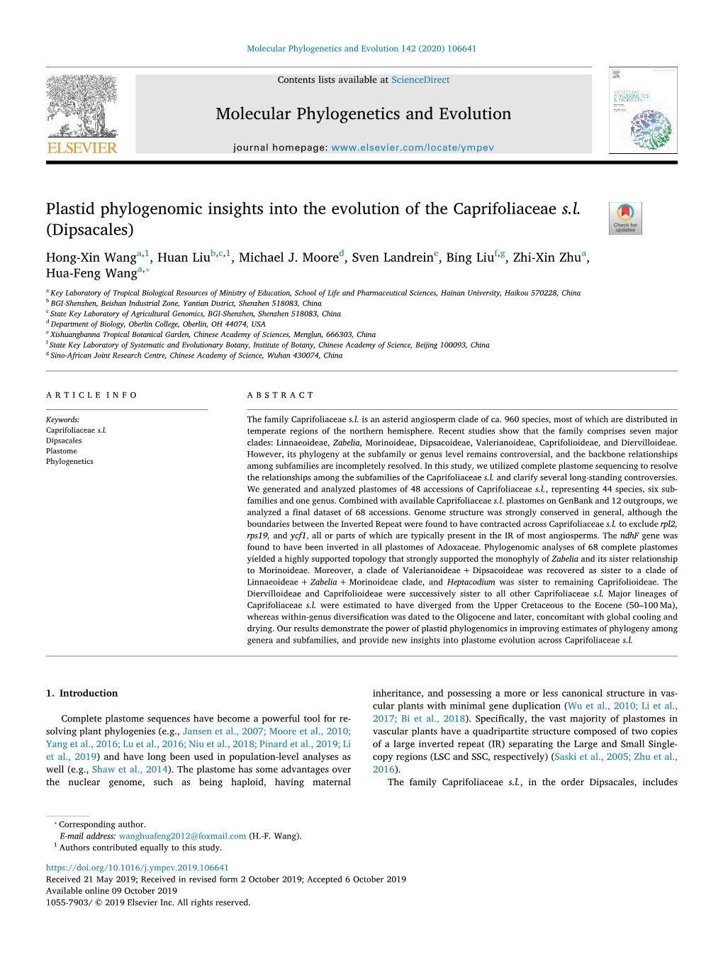 Plastid Phylogenomic Insights Into the Evolution of the Caprifoliaceae S.L. (Dipsacales)