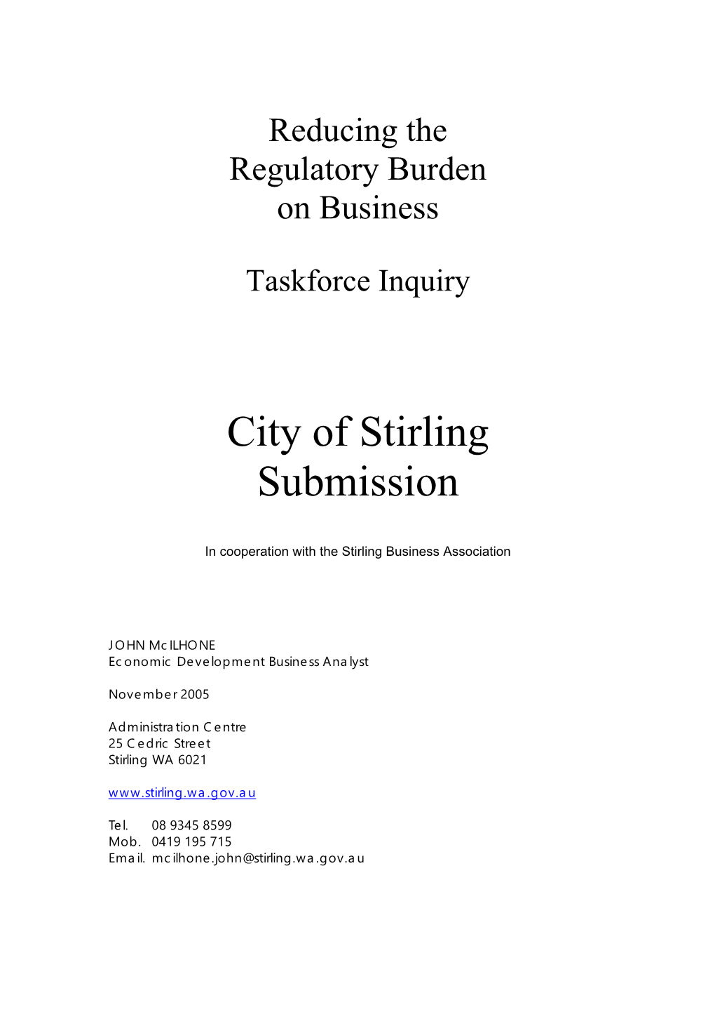 City of Stirling Submission