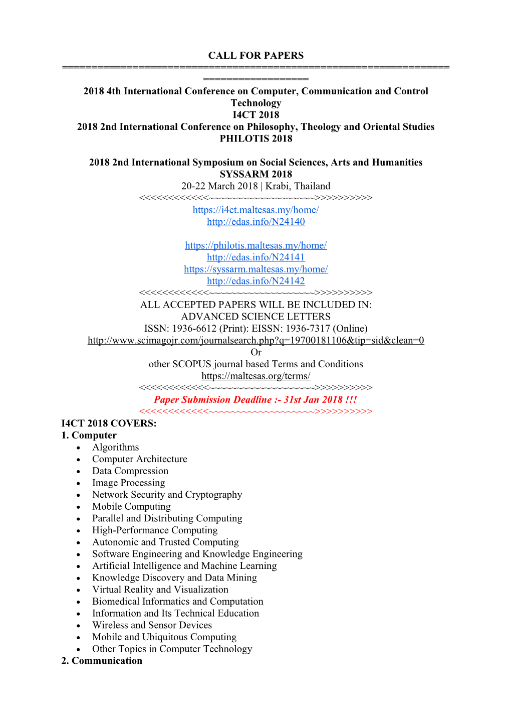 2018 4Th International Conference on Computer, Communication and Control Technology