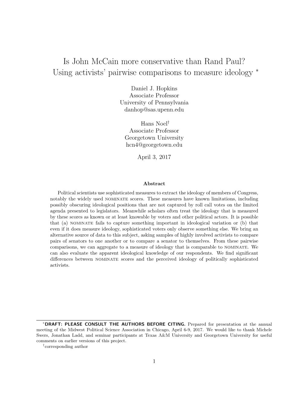 Using Activists' Pairwise Comparisons to Measure Ideology