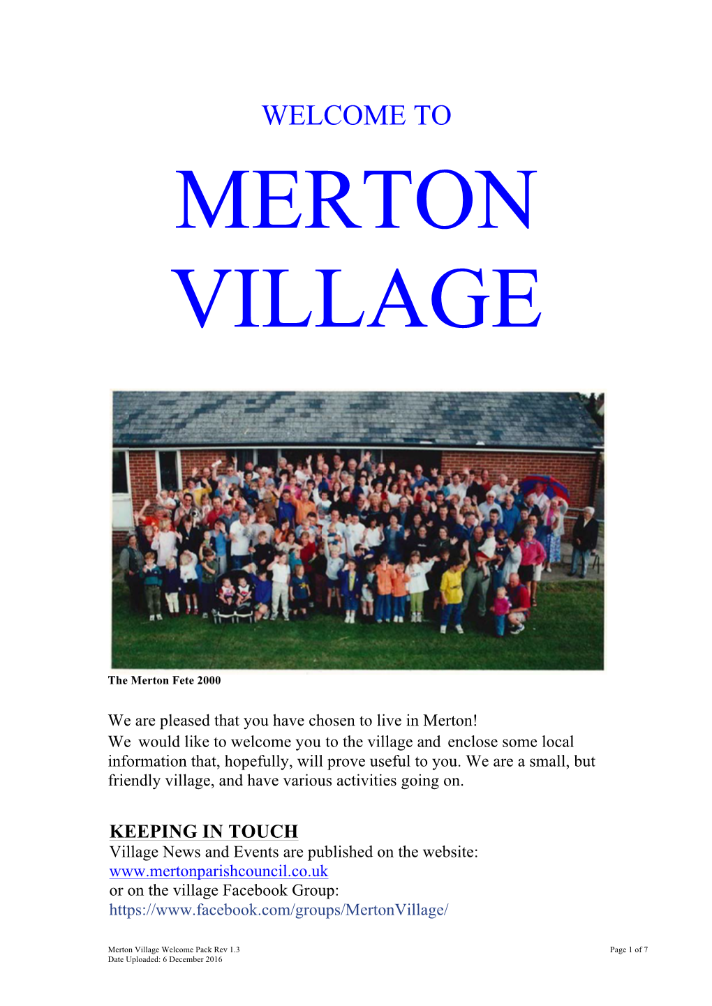 MERTON BEER FESTIVALS We Have Been Holding Beer Festivals in the Village Hall Since 2002