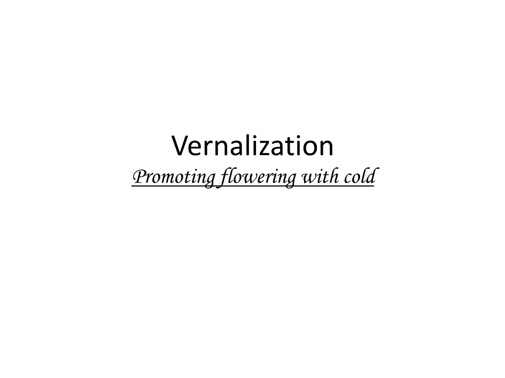 Vernalization