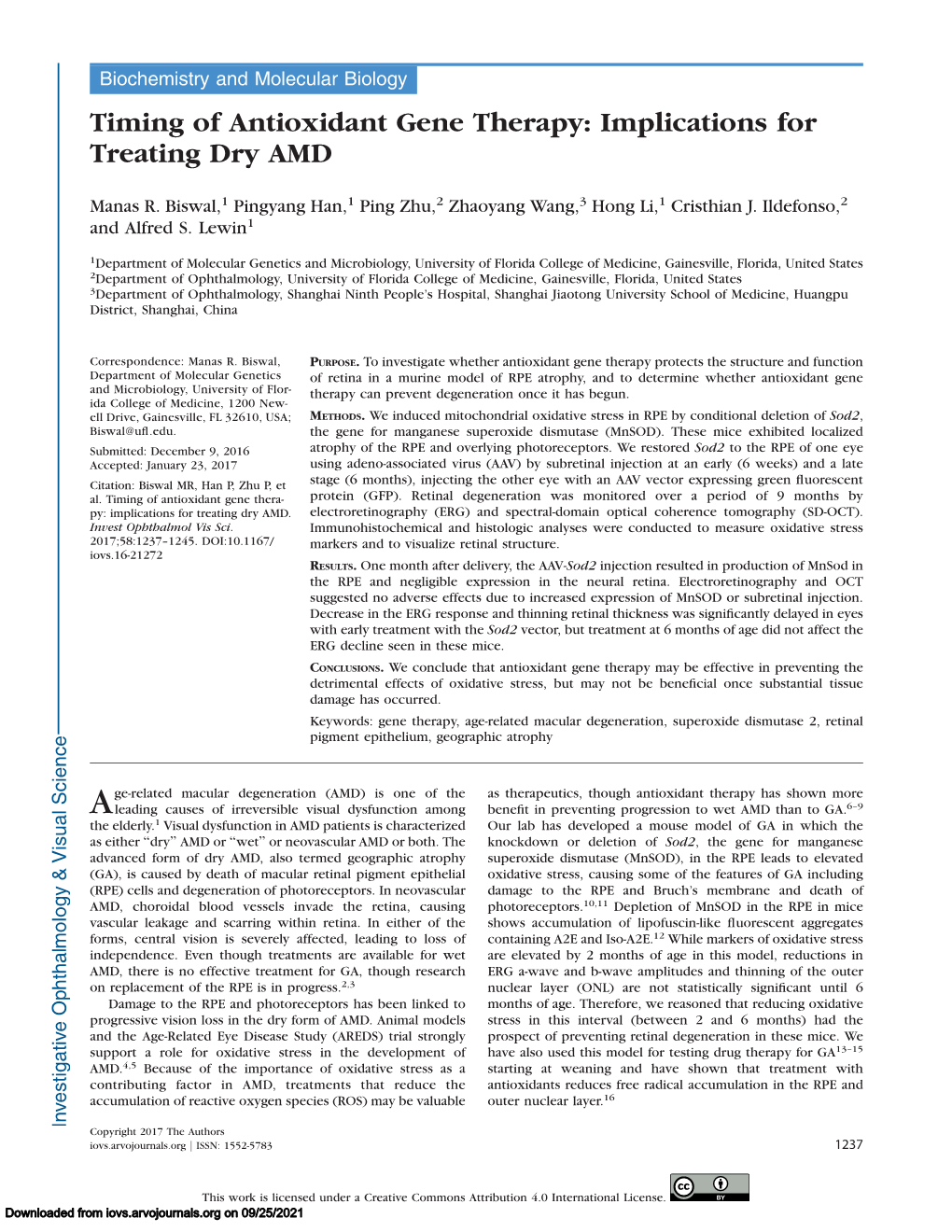 Timing of Antioxidant Gene Therapy: Implications for Treating Dry AMD