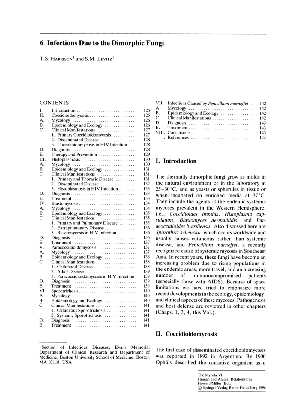 6 Infections Due to the Dimorphic Fungi