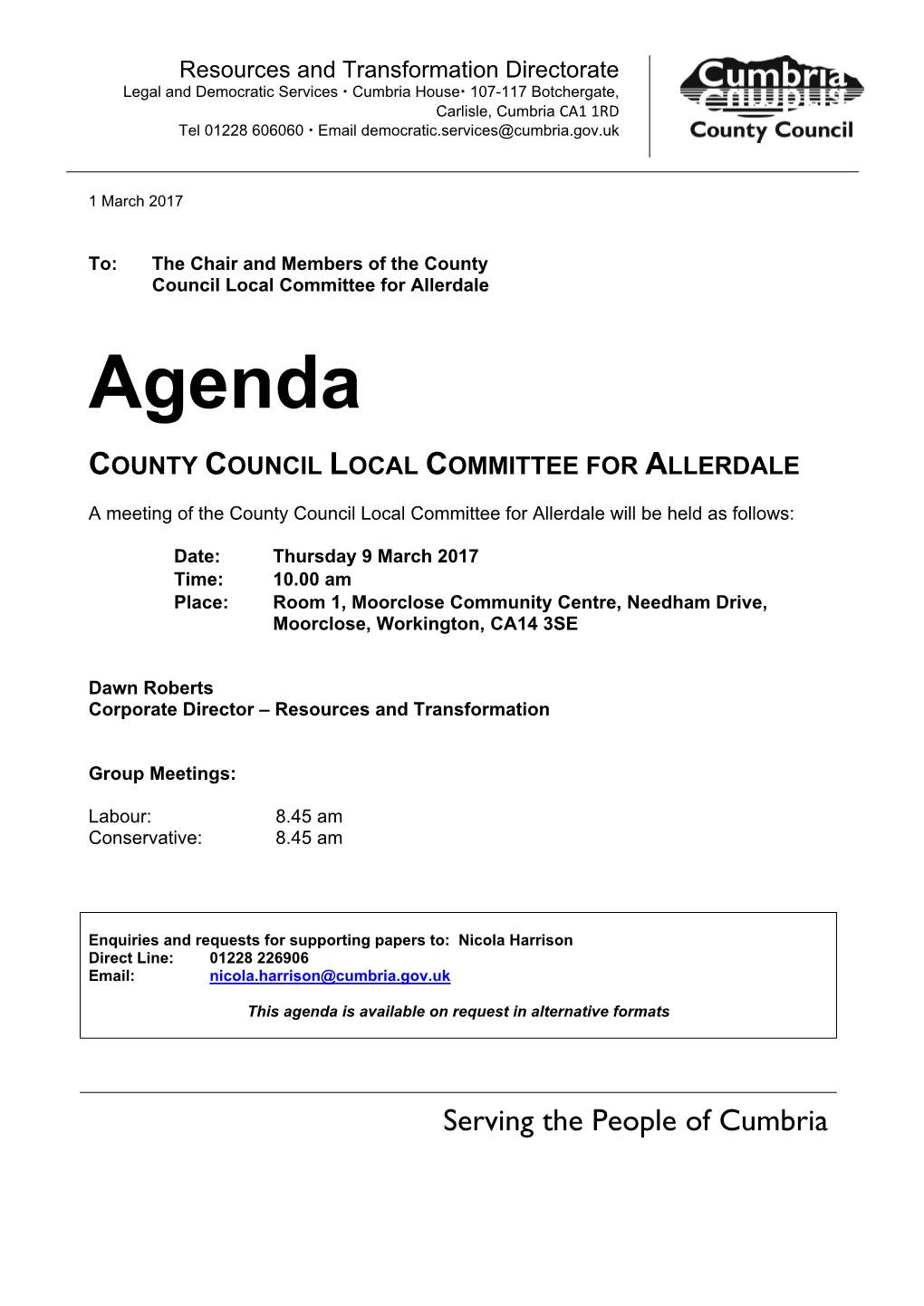 (Public Pack)Agenda Document for County Council Local Committee