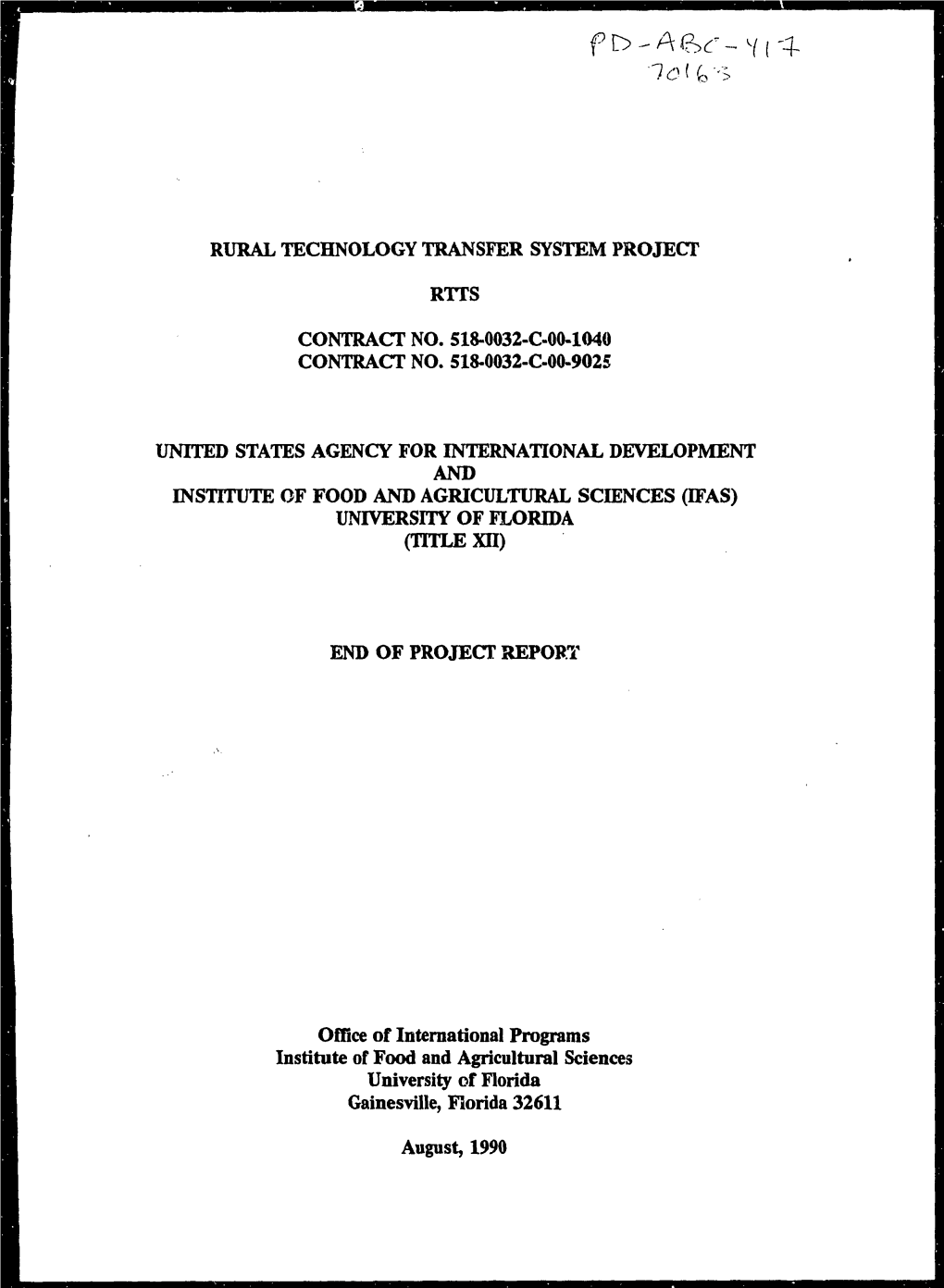 Rural Technology Transfer System Project Rtts