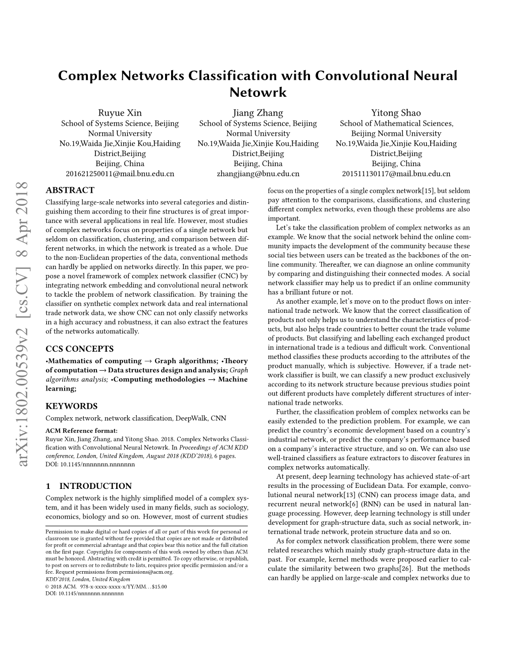 Complex Networks Classification with Convolutional Neural Netowrk