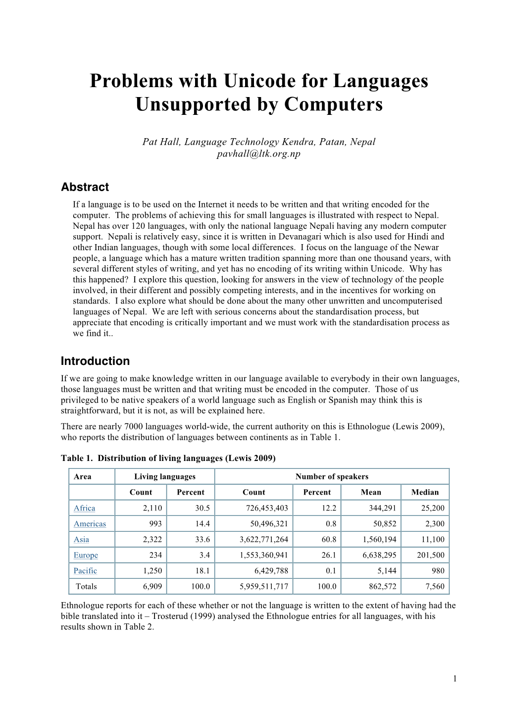 Problems with Unicode for Languages Unsupported by Computers