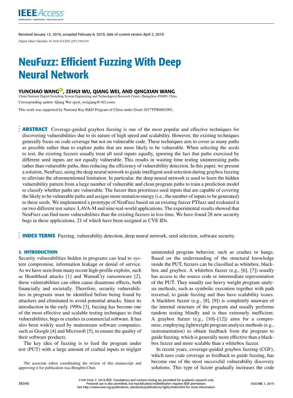 Neufuzz: Efficient Fuzzing with Deep Neural Network