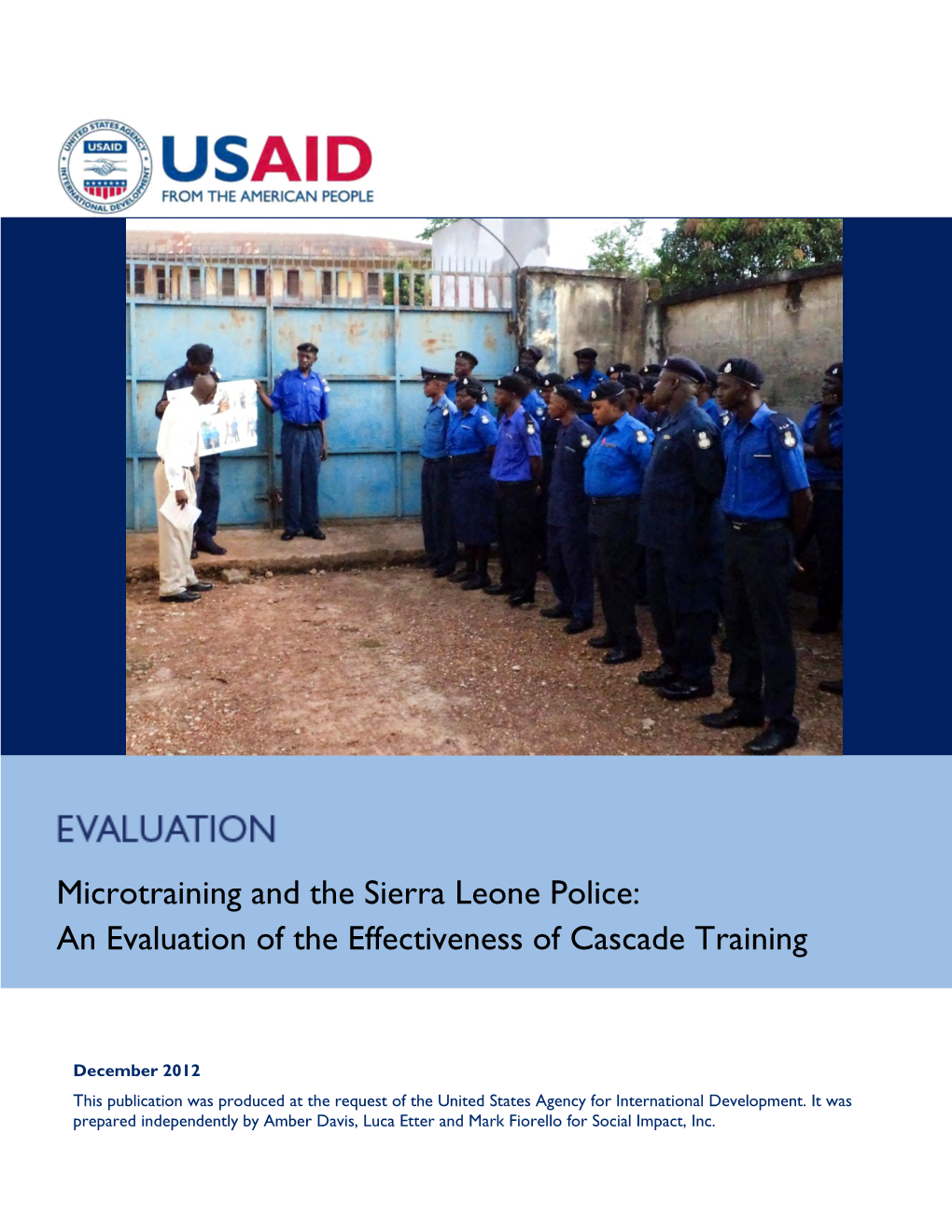 Microtraining and the Sierra Leone Police: an Evaluation of the Effectiveness of Cascade Training