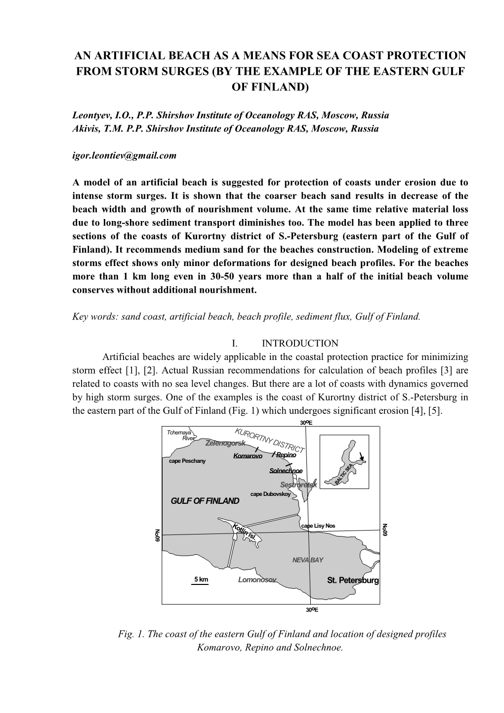 An Artificial Beach As a Means for Sea Coast Protection from Storm Surges (By the Example of the Eastern Gulf of Finland)