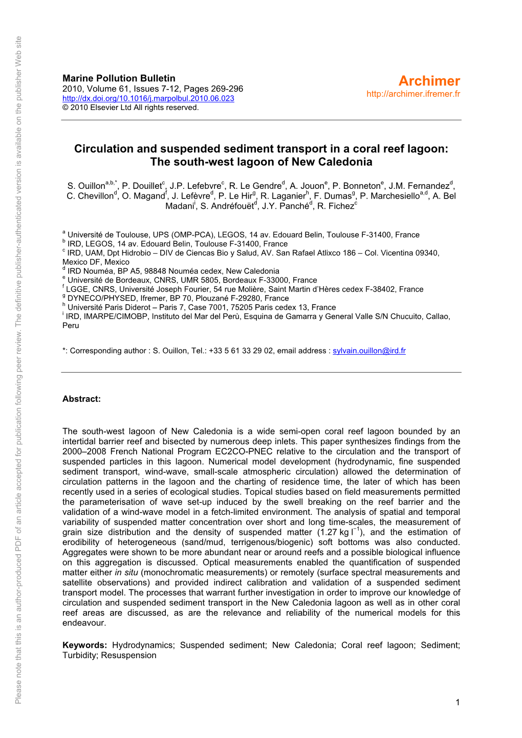 Circulation and Suspended Sediment Transport in a Coral