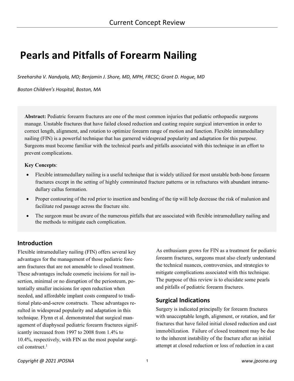 Pearls and Pitfalls of Forearm Nailing