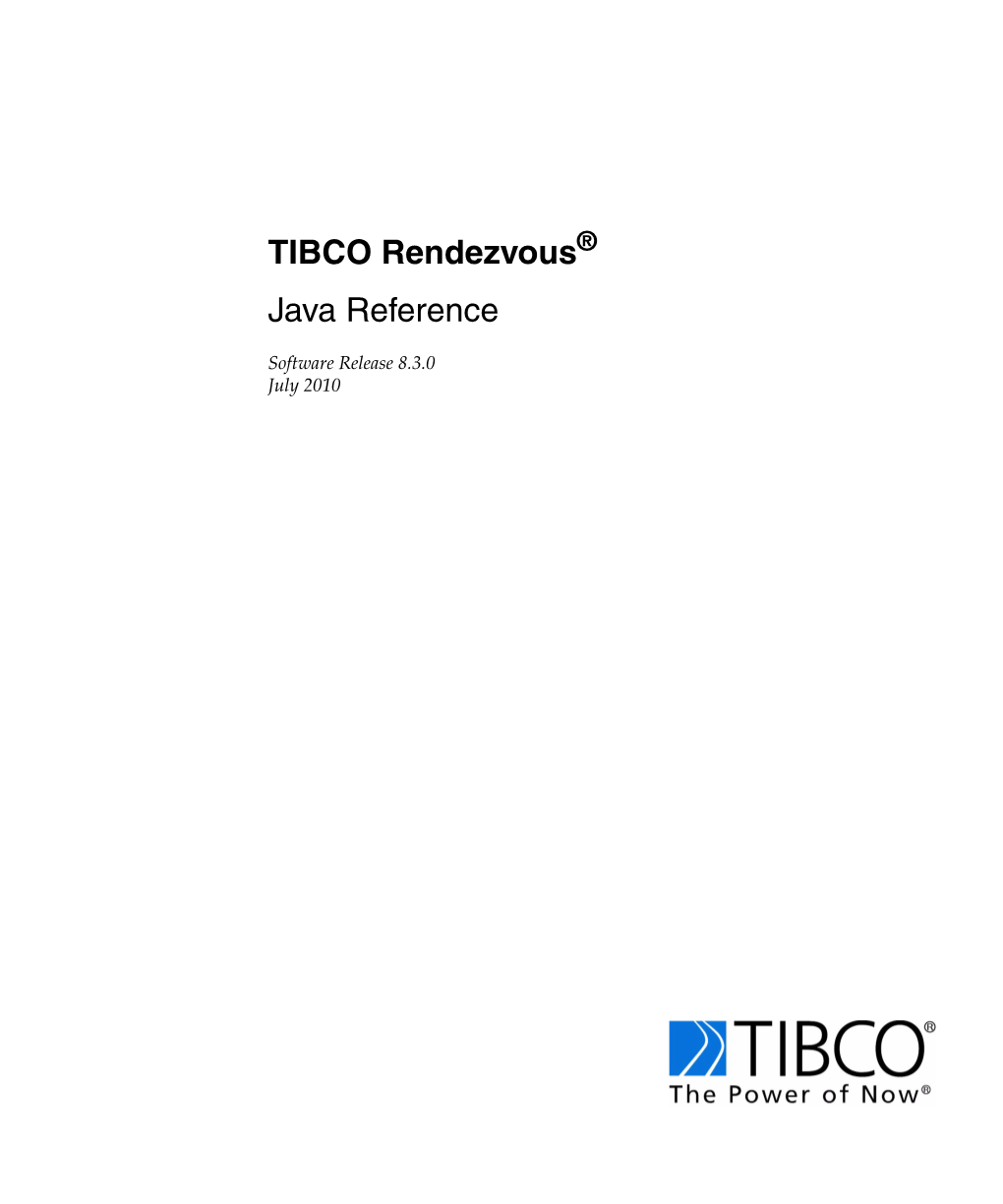 TIBCO Rendezvous Java Reference Iv | Contents