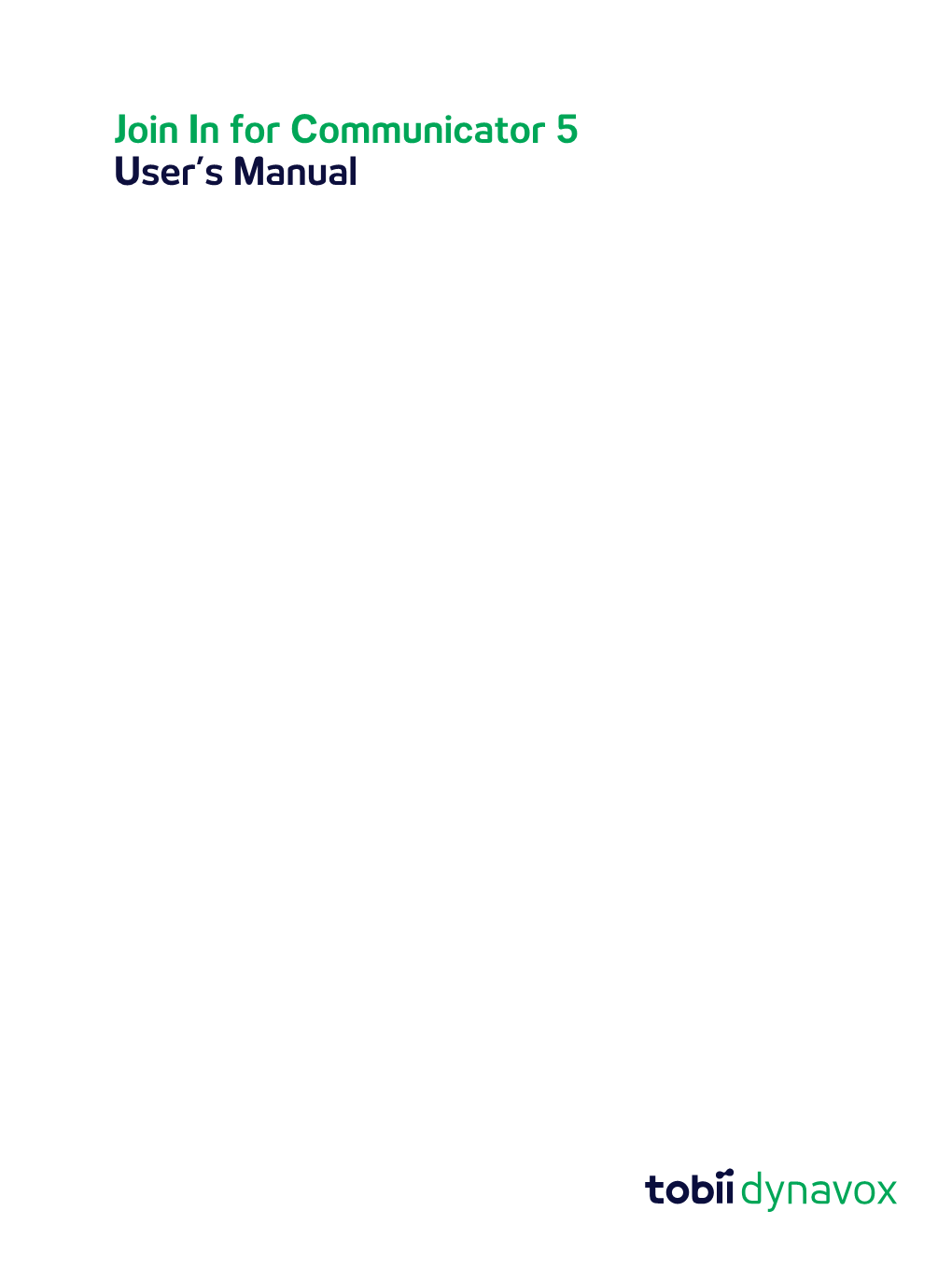 Join in for Communicator 5 User's Manual