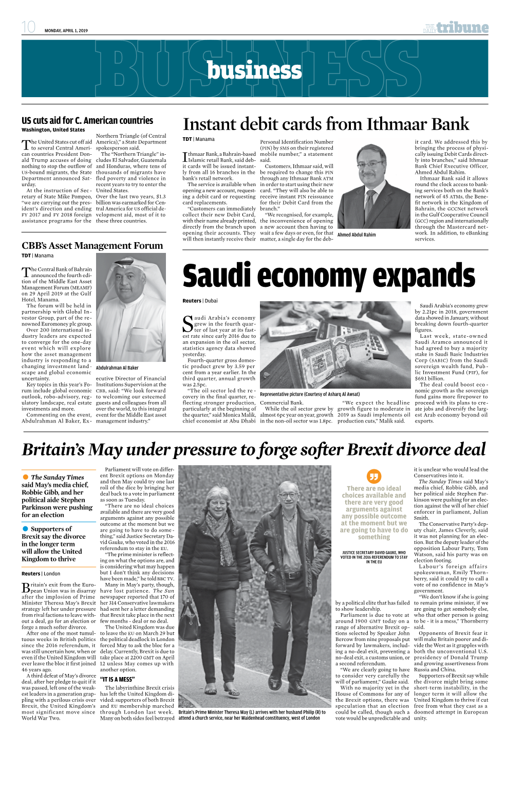Saudi Economy Expands on 29 April 2019 at the Gulf Hotel, Manama
