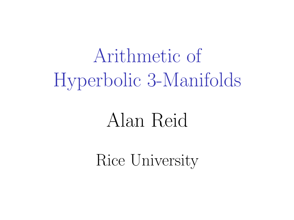 Arithmetic of Hyperbolic 3-Manifolds