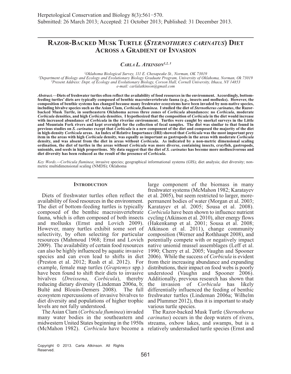 Diets of Freshwater Turtles Often Reflect the Availability of Food Resources in the Environment