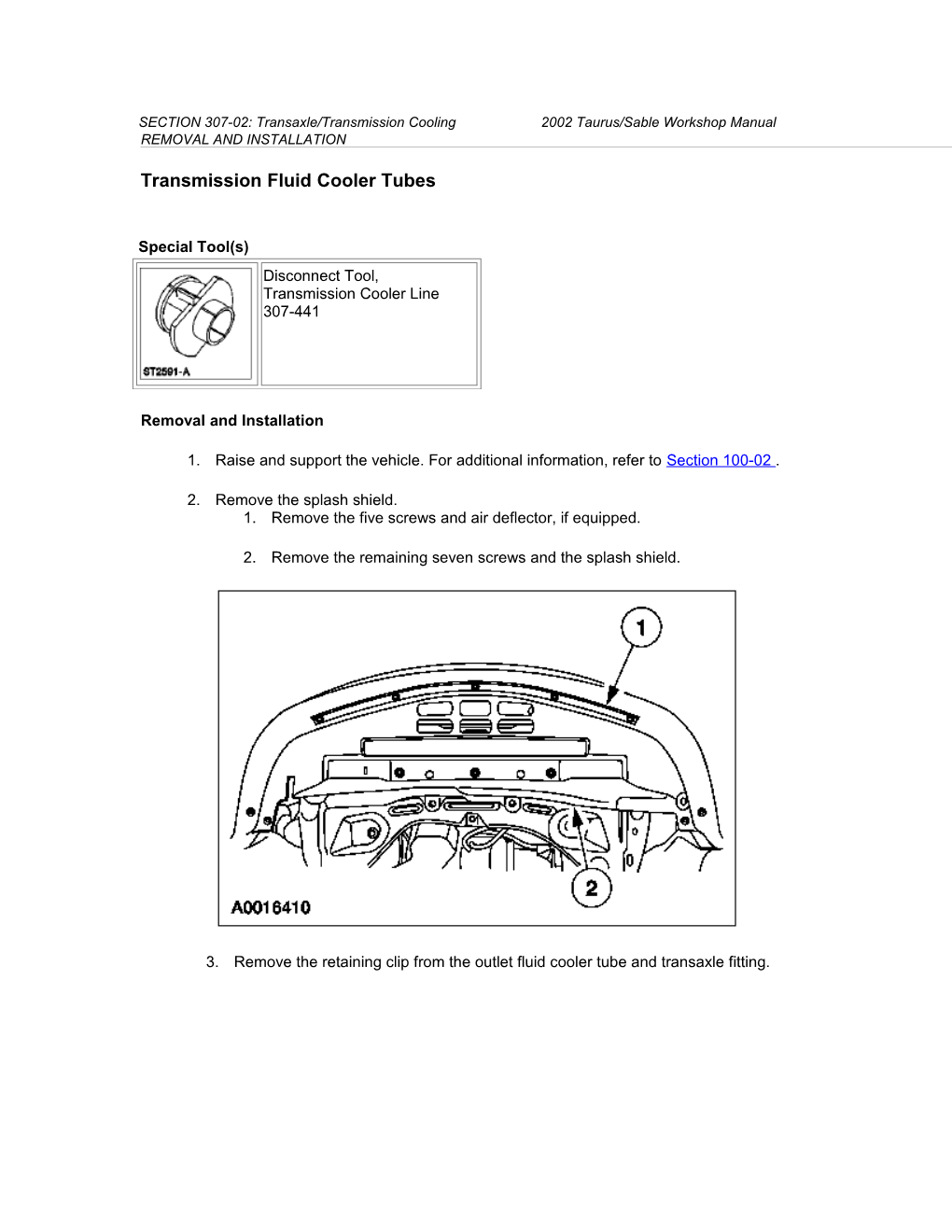 SECTION 307-02: Transaxle/Transmission Cooling