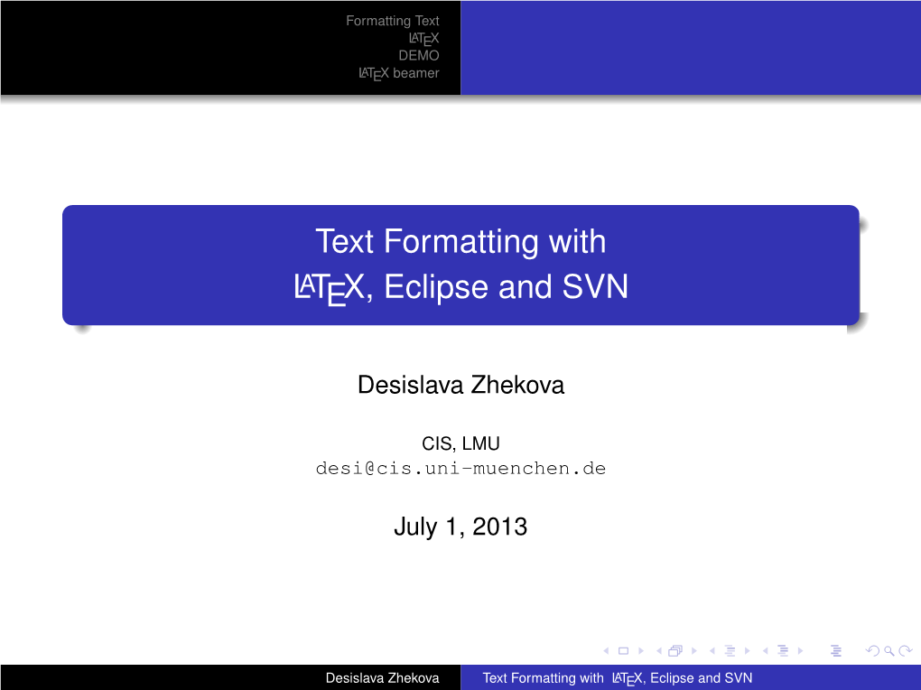 Text Formatting with LATEX, Eclipse and SVN