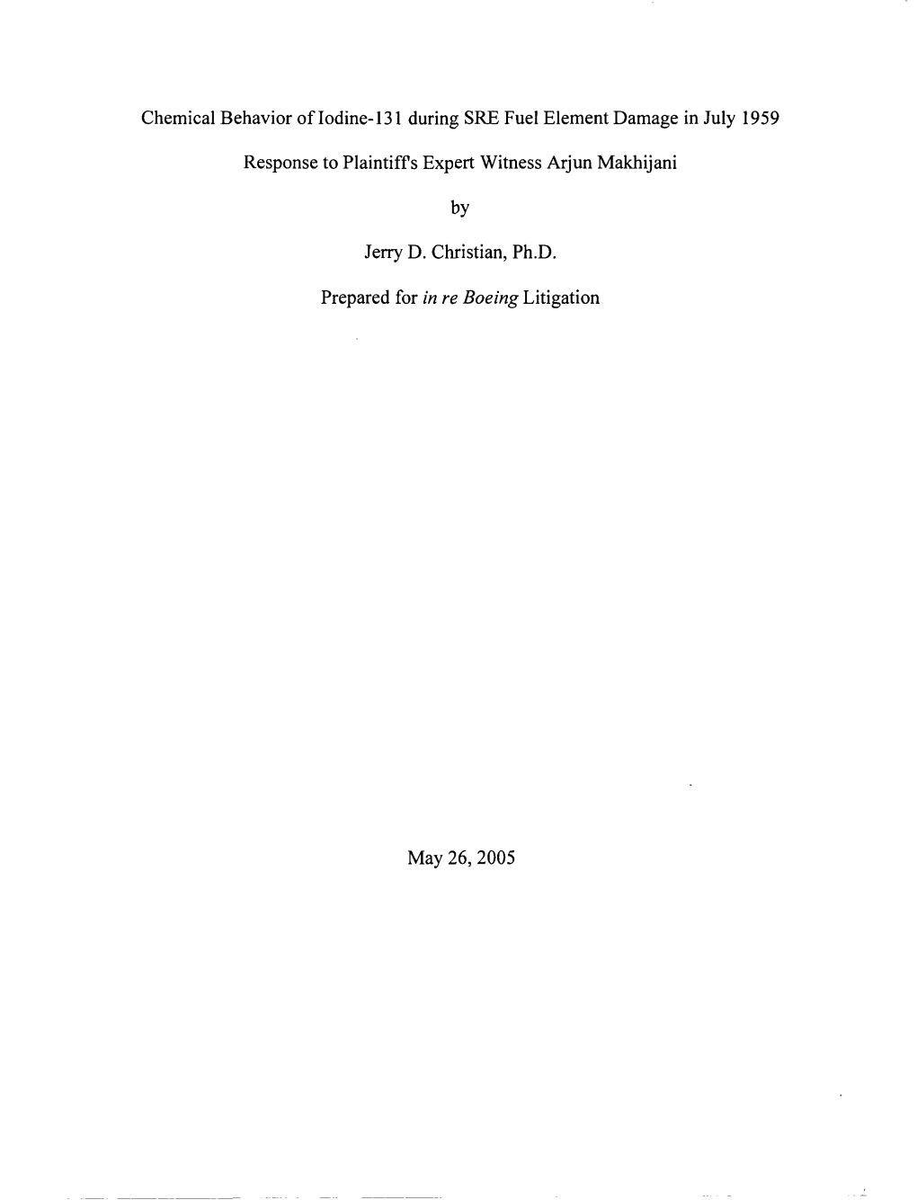 Chemical Behavior of Iodine-131 During the SRE Fuel Element