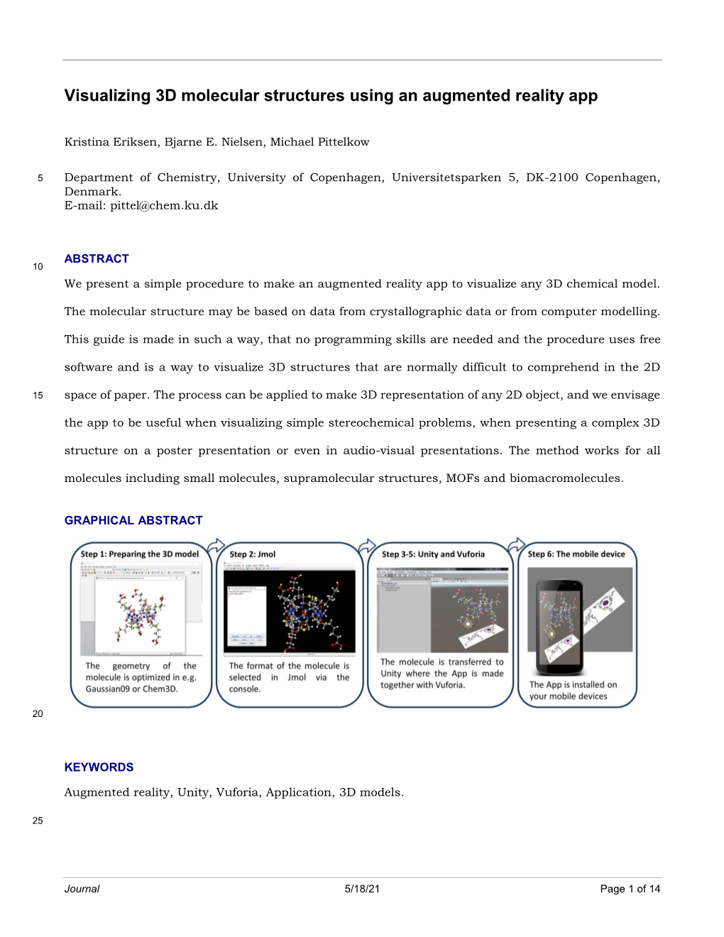 Visualizing 3D Molecular Structures Using an Augmented Reality App