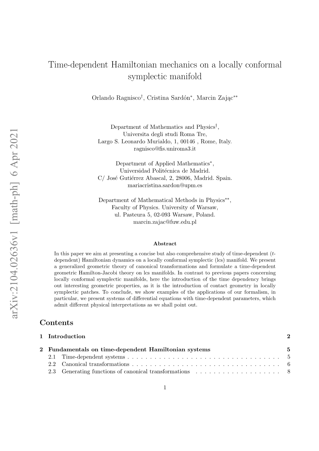 Time-Dependent Hamiltonian Mechanics on a Locally Conformal