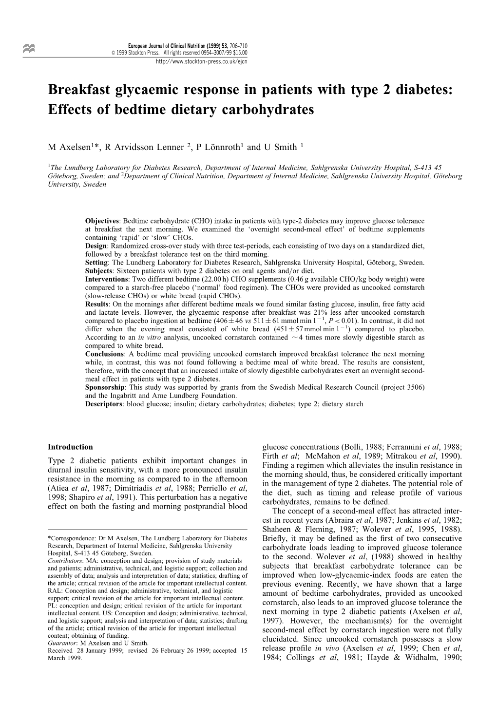 Breakfast Glycaemic Response in Patients with Type 2 Diabetes: Effects of Bedtime Dietary Carbohydrates