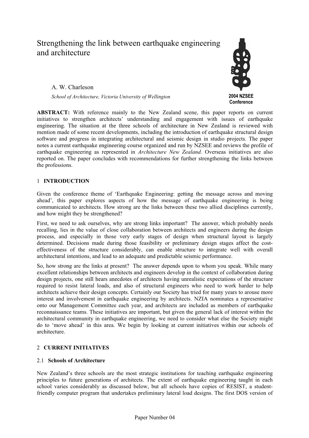 Strengthening the Link Between Earthquake Engineering and Architecture