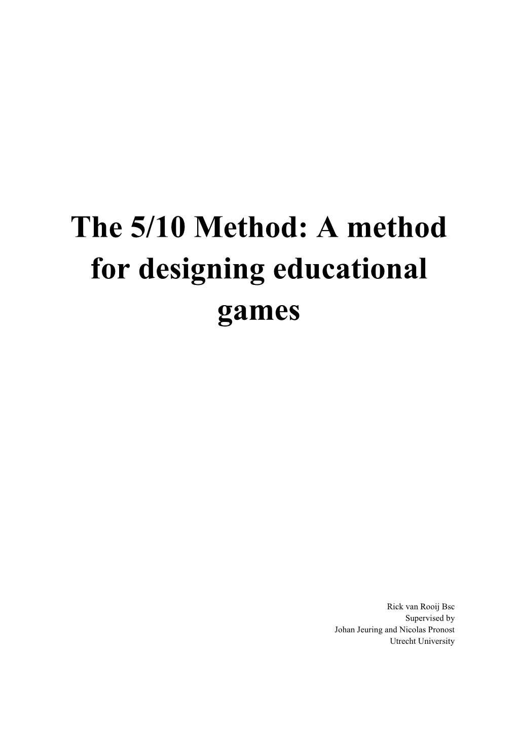 A Method for Designing Educational Games