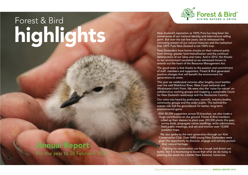 Forest & Bird Annual Report 2013