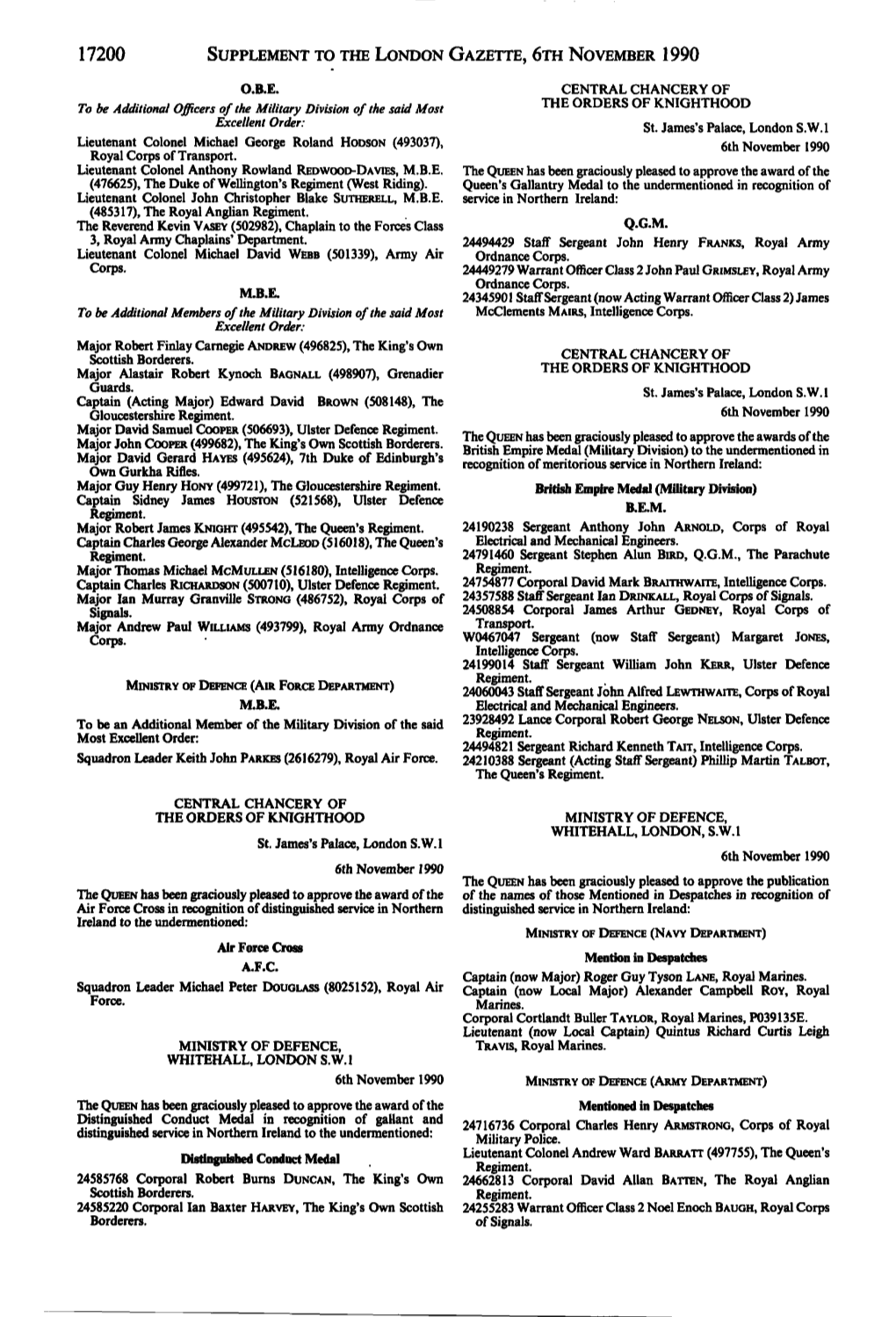 SUPPLEMENT to the LONDON GAZETTE, 6Ra NOVEMBER 1990