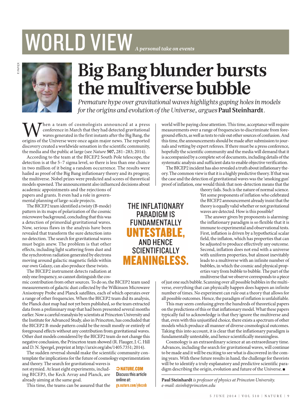 Big Bang Blunder Bursts the Multiverse Bubble