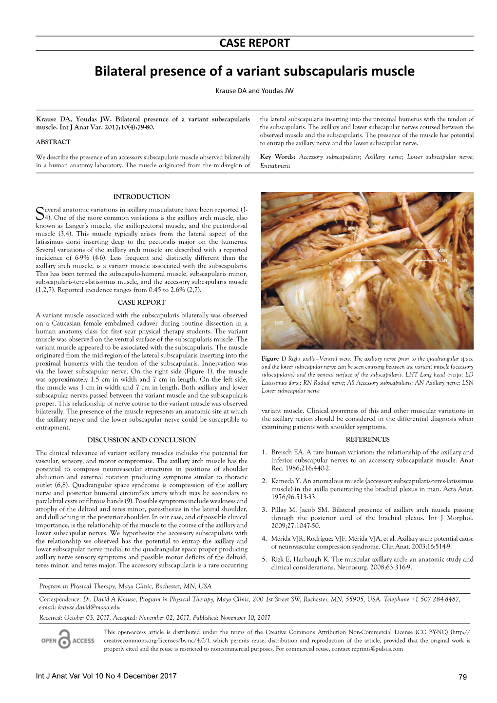 Bilateral Presence of a Variant Subscapularis Muscle