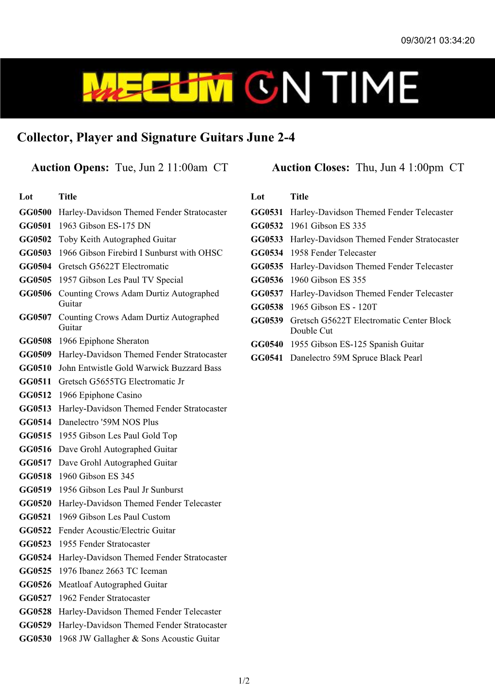 Collector, Player and Signature Guitars June 2-4