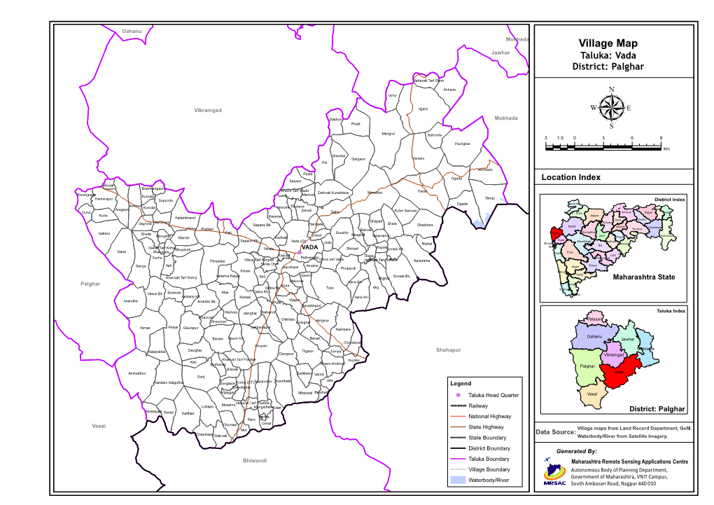 Village Map Jawhar Taluka: Vada District: Palghar