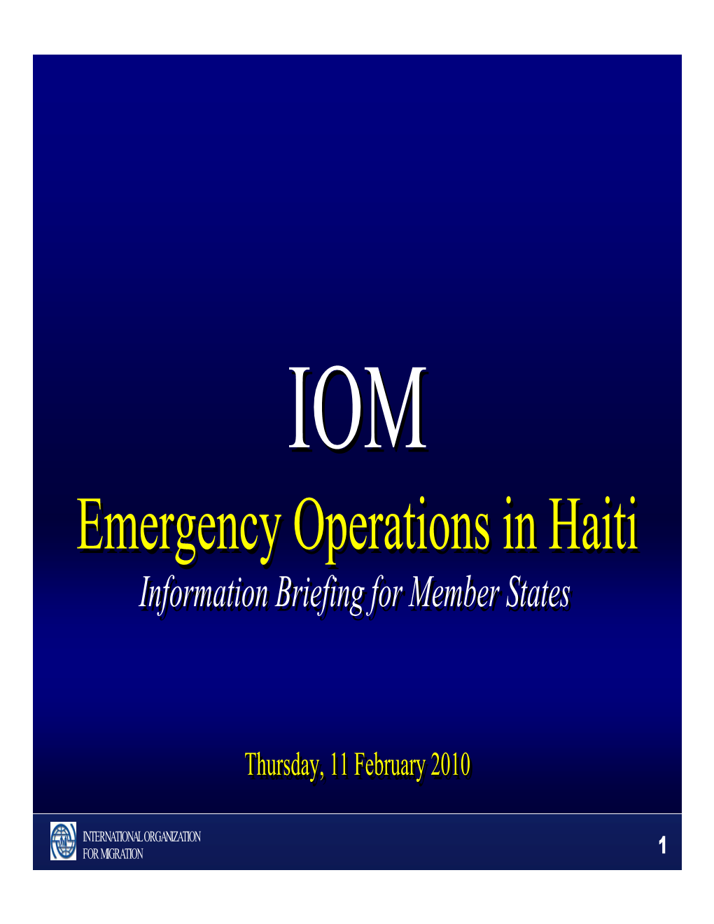 DG Haiti Info Brief 11 Feb 2010