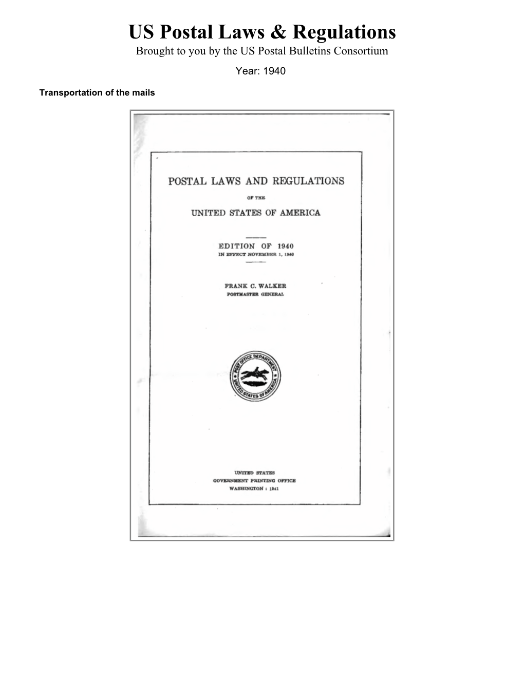 US Postal Laws & Regulations