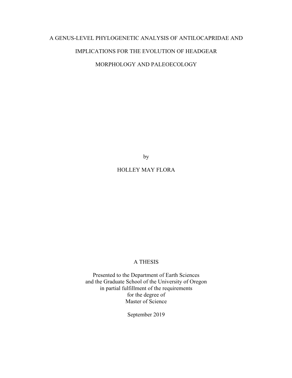 A Genus-Level Phylogenetic Analysis of Antilocapridae And