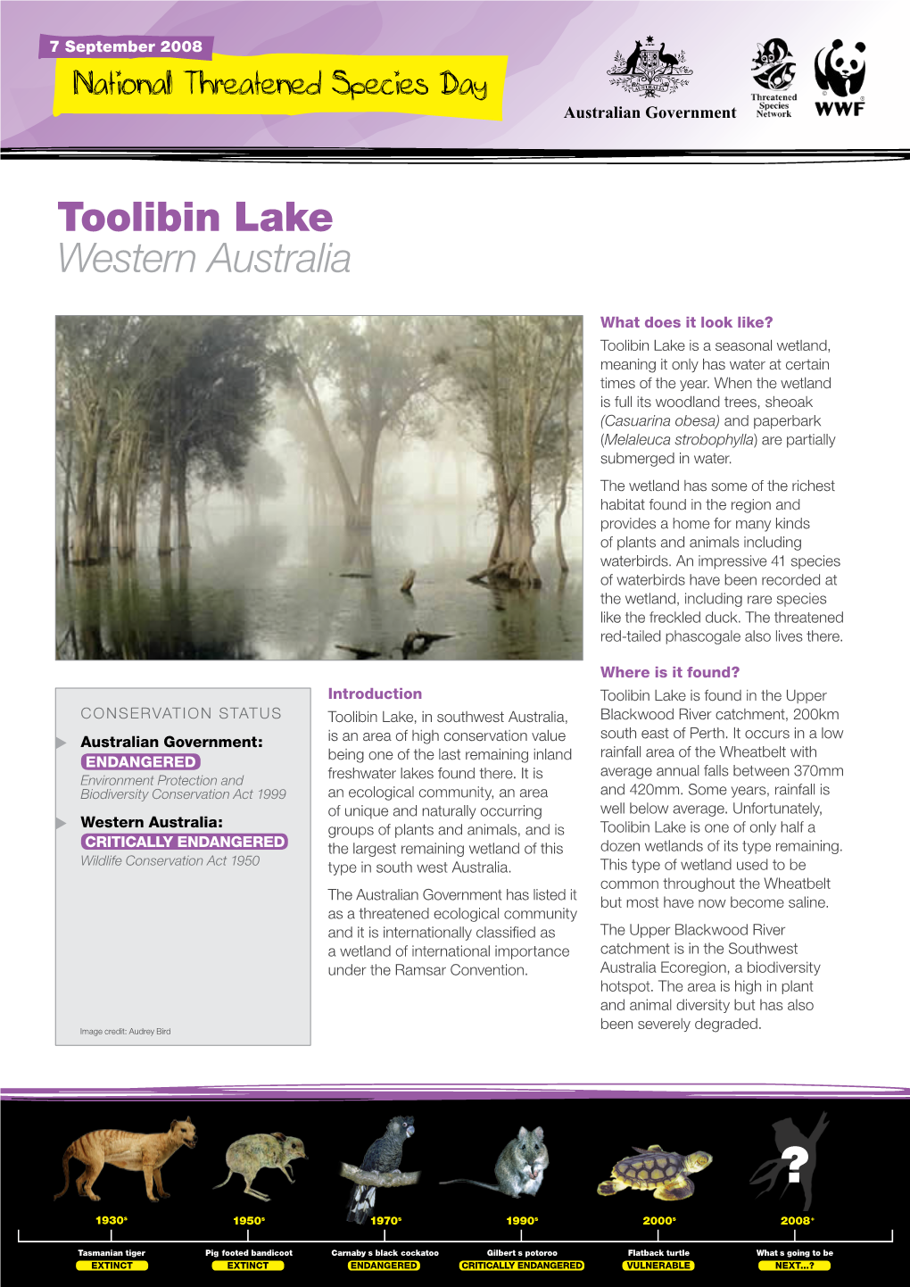 Toolibin Lake Is a Seasonal Wetland, Meaning It Only Has Water at Certain Times of the Year