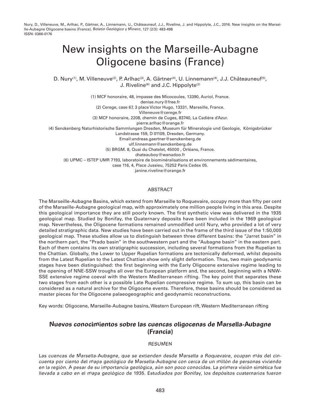 New Insights on the Marseille-Aubagne Oligocene Basins (France)