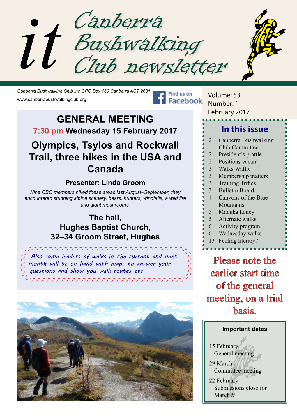 Canberra Bushwalking Club Newsletter