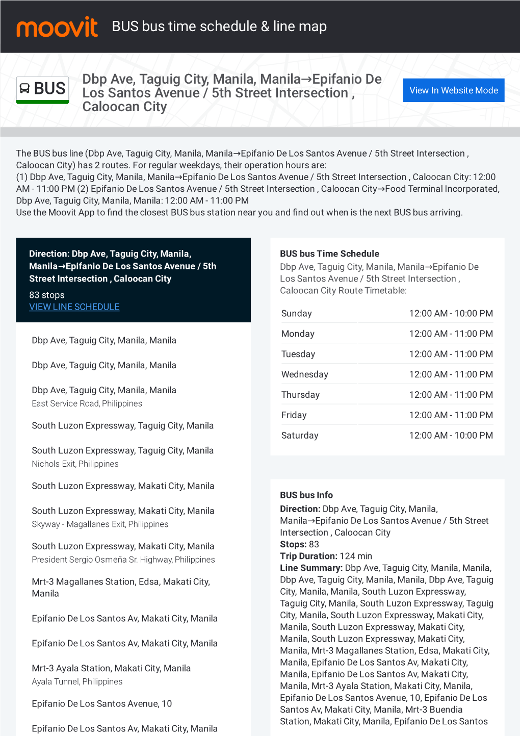 BUS Bus Time Schedule & Line Route